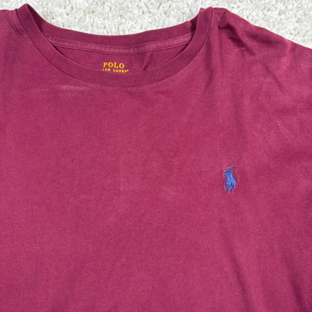 Polo Ralph Lauren Mens Burgundy Classic Fit Long Sleeve Polo Shirt L G‎